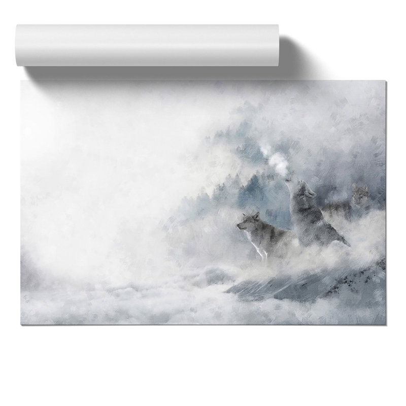 Wolves in Winter Painting - Frameless Print, 21cm H x 30cm W x 0.1cm D