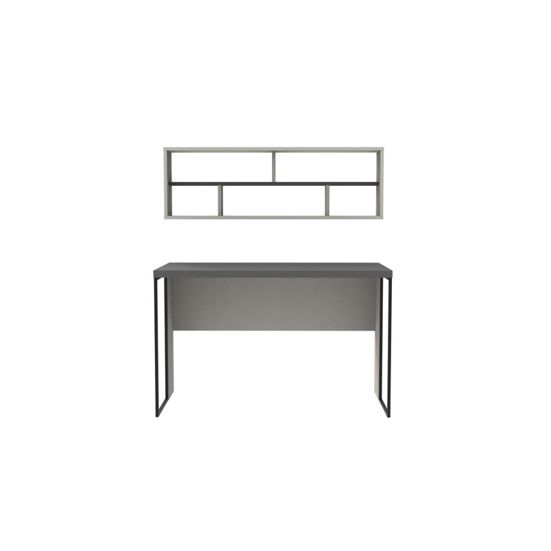Traudel Writing Desk With Wall Shelf, White/Anthracite