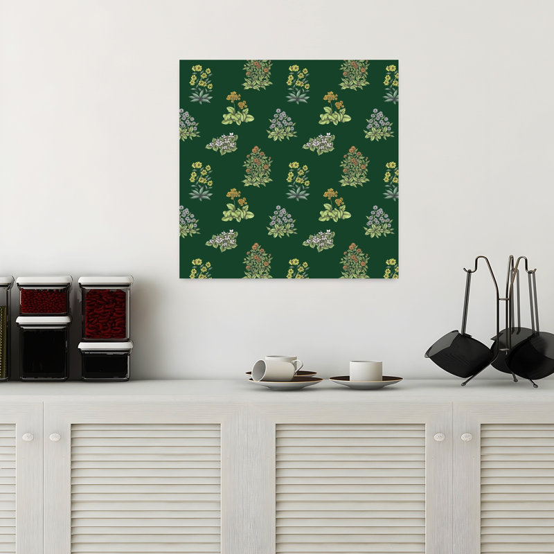 Art contemporain, art floral rétro, H 18 po x l 18 po