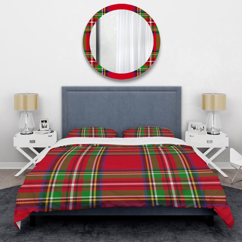 Ensemble de housse de couette en microfibre vert / rouge 2 pièces, Housse de couette simple + 1 taie décorative stan