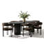 Ensemble de table de salle à manger pour 6 personnes avec table ovale et 6 chaises rembourrées en velours-100882827-100882828