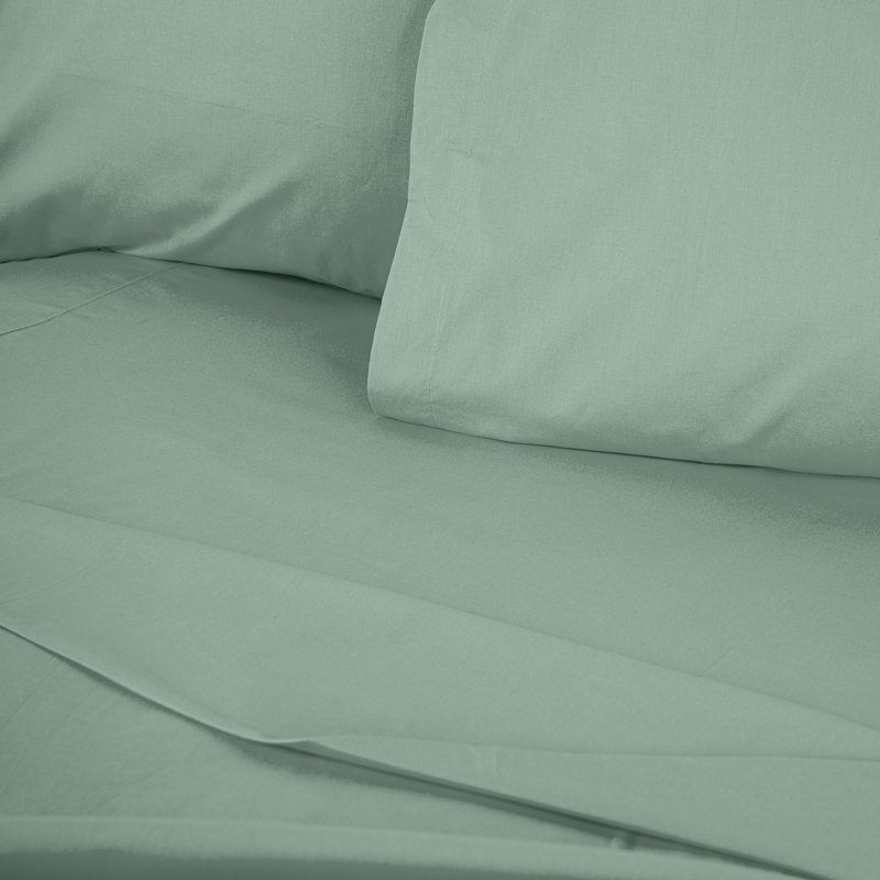 Premium Green Ranforce Single Small Fitted Sheet, 35.4 x 74.8 x 11.8 inches | 100% Cotton, 145 Thread Count | Soft, Breathable, Machine Washable | Ideal for Comfortable Sleep, Durable & Easy Care