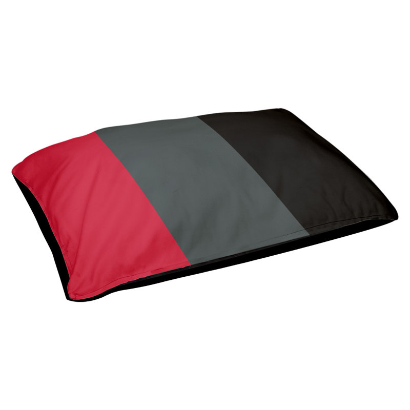 Coussin rectangulaire designer Tampa Bay, Moyen (L 30 po x l 40 po), Rouge / gris acier / noir