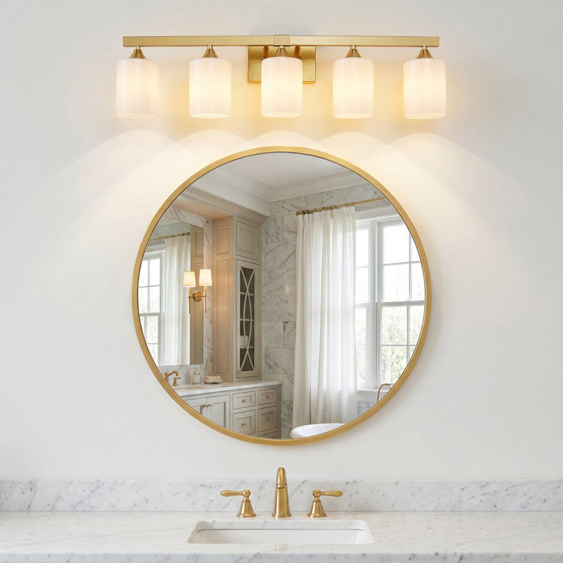Luminaire de meuble-lavabo 5 lumières or brossé, 5-Light