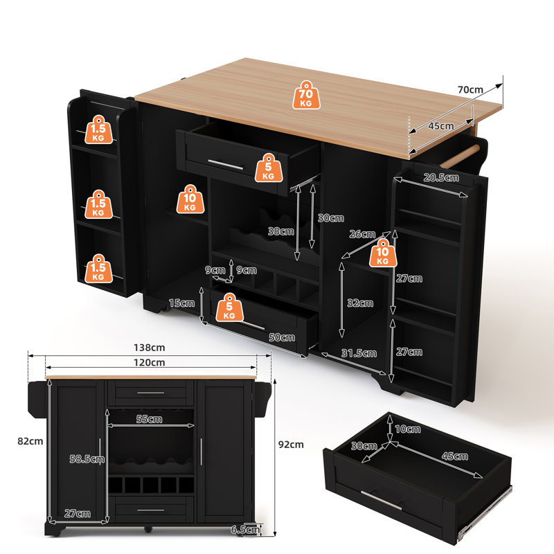 Kitchen Island, Black