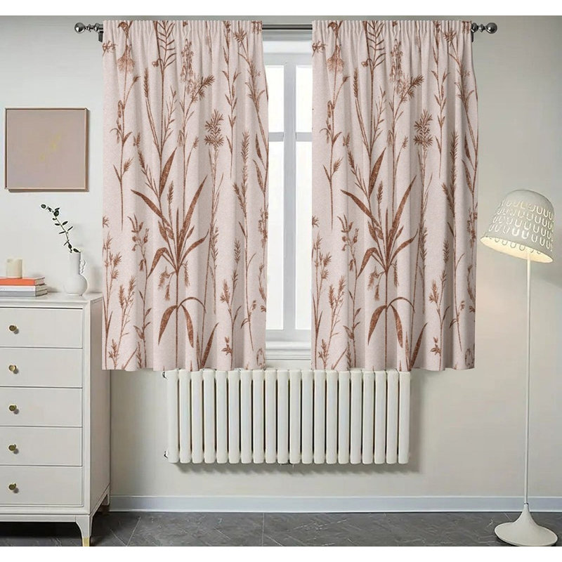 Tan Wild Grass Blackout Curtains Set Of 2, 28 × 40
