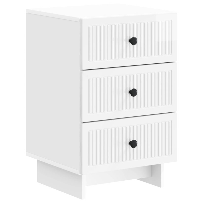43cm W Manufactured Wood Bedside Table, High Gloss White