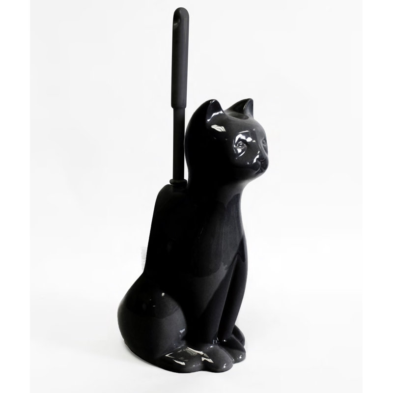 brosse de toilette décorative et porte-brosse pour salle de bain décorative pour chat cats meow cats meow Mccarroll, Blanc