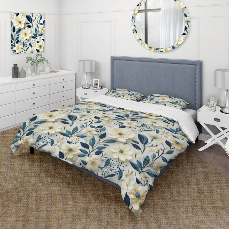 Ensemble de housse de couette Coastal Elegance IV, Housse de couette pour grand lit et 2 taies décor
