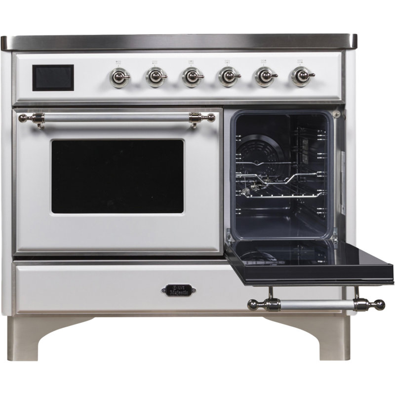 ILVE Majestic II Series 40 inch Induction Range with 6 Induction Elements (Glass Door), White/Chrome