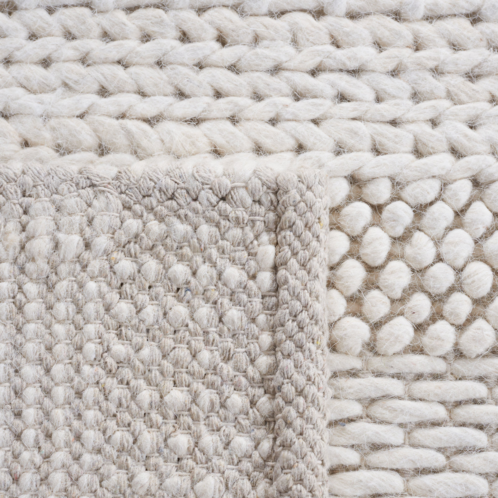 Daisy Ivory Hand-Woven Striped Rug, Square 6'
