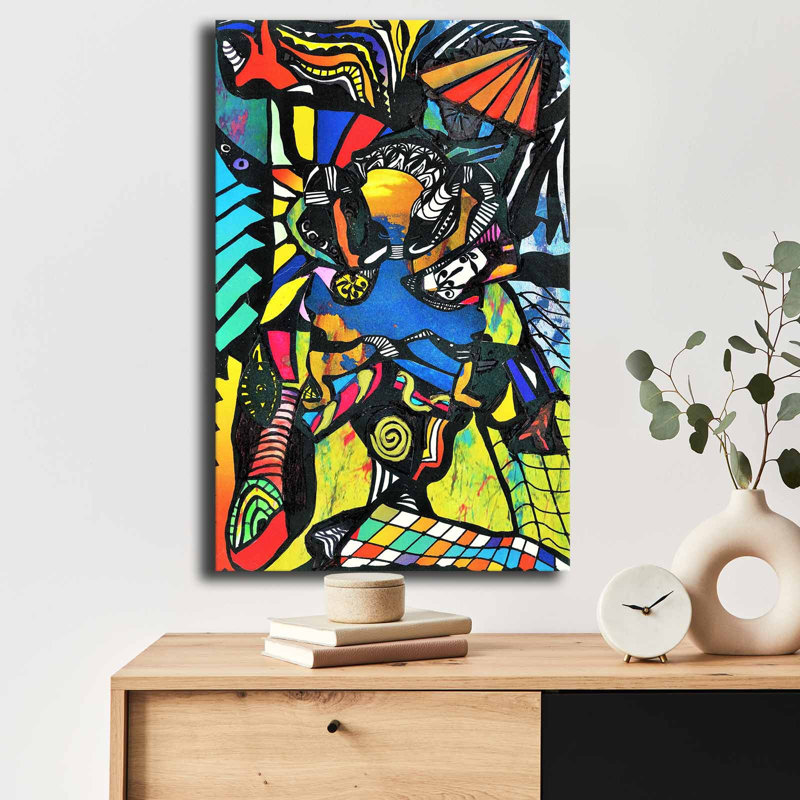 Art mural sur toile géométrique abstrait coloré - 27,6 po x 17,7 po, H 27,6 po x l 17,7 po