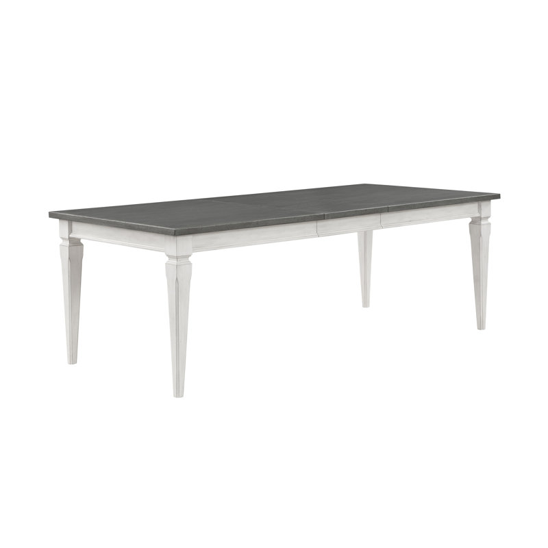 Table de salle à manger Katia, finition grise et blanche patinée DN02273