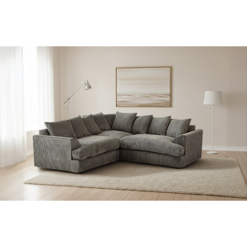 Brogyn 5 Seater Corduroy Corner Sofa , Grey