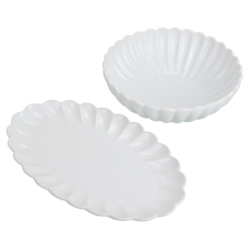 BIA Cordon Bleu 2-Piece, Petal Serving Set, White, 4" H x 16" L x 11.75" W