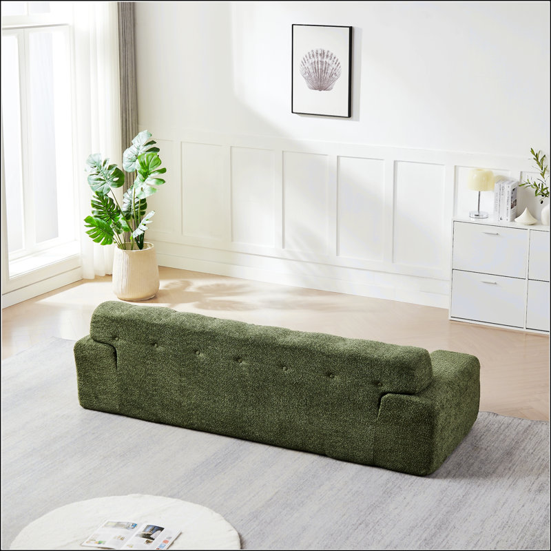 Canapé à accoudoirs carrés en chenille Cloud Series, capitonné, confortable et élégant, Vert