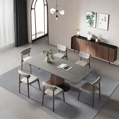 Rectangular rock plate dining table sets