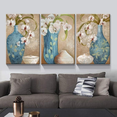 "Blue Orchid Vase", art mural, paquet de 3, 12 x 16 pouces