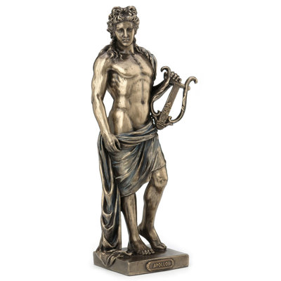 9.92 In H Apollo Holding Lyre Figurine  Poly Resin