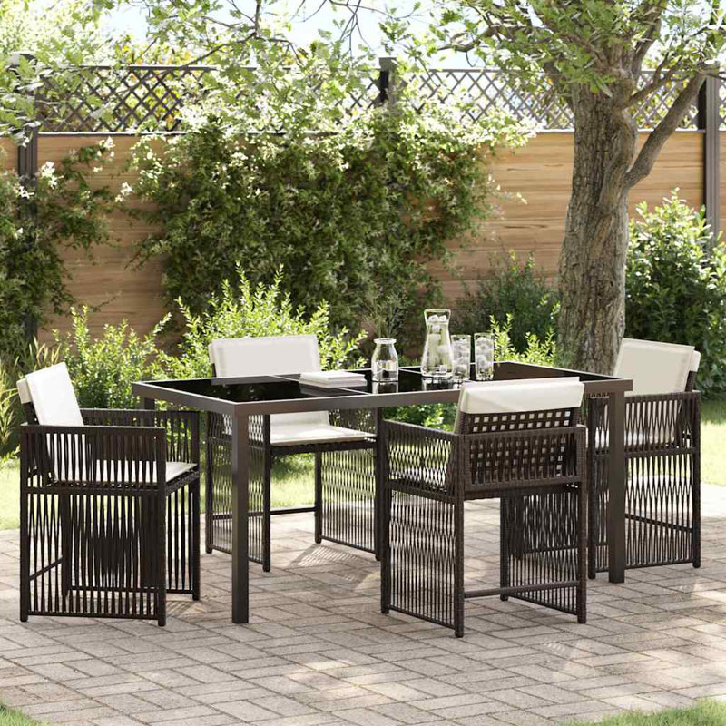4 - Person Patio Dining Set with, Brown, 73cm H x 160cm W x 80cm D