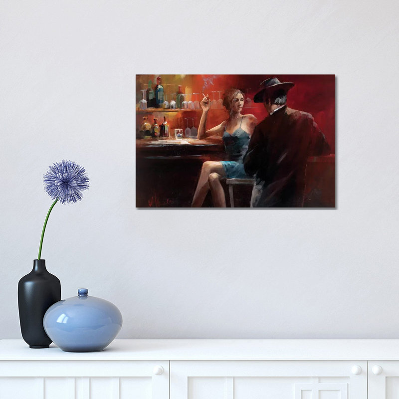 Evening In The Bar II by Willem Haenraets - Wrapped Canvas Painting, 30.48 cm H x 45.72 cm W