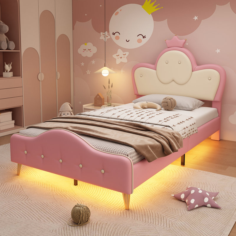 Led Single Bed With Crown Headboard