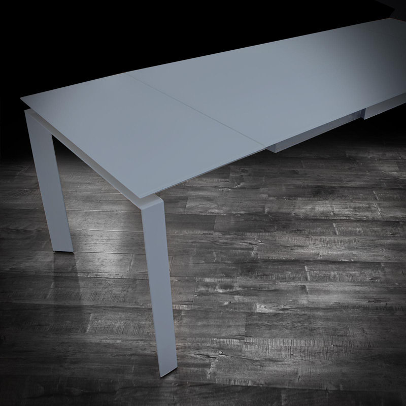 Tatiana Glass Top Metal Base Dining Table, Matte Gray