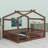 Classic Wood House Bed Frame with Protective Fence-129109675