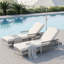 Chaise longue de patio ajustable, ensemble de piscine moderne en acier rotin Pe