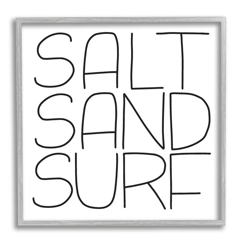 " Salt Sand Surf Beach " by Leah Bisch, 17" H x 17" W x 1.5" D, Farmhouse Gray Framed Giclee