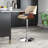 Afshar Swivel Adjustable Height Bar Stool with Pedestal Base in Faux Leather, Wood and Iron-1965229359-1941309130