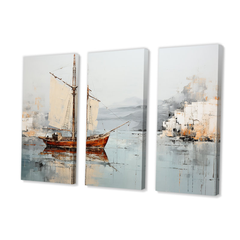 Ensemble d'art mural côtier «Alfonza - Port Landscape Coastal», H 28 po x l 36 po x P 1 po