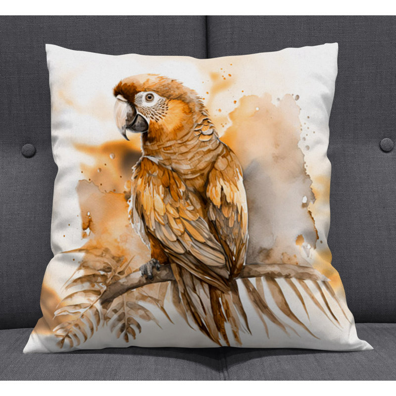 Throw Pillow With Insert, White/Orange 1, 16"H x 16"W