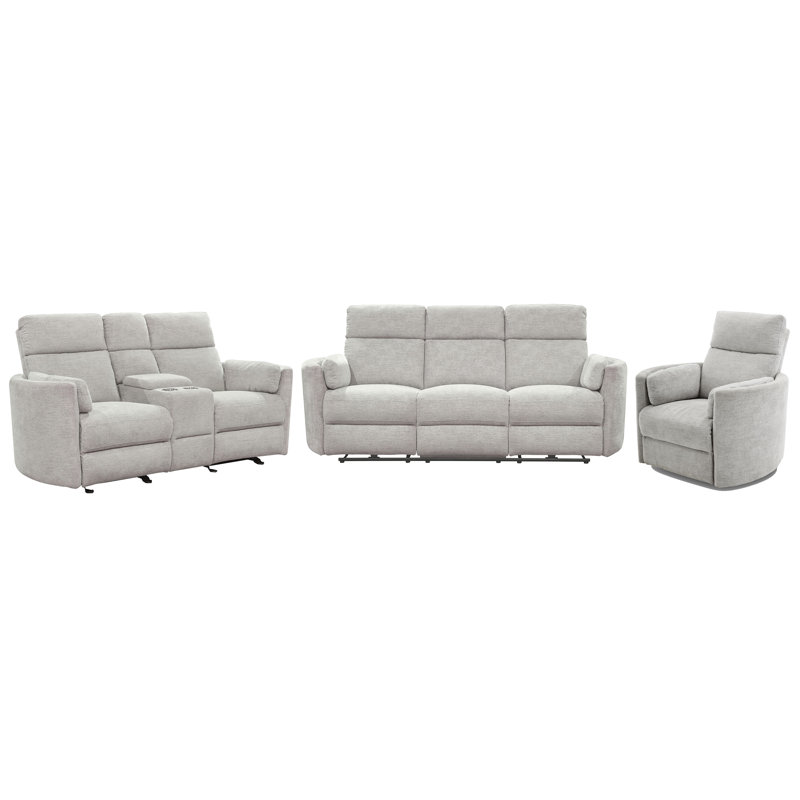 Ensemble de salon inclinable 3 pièces Bre, Gris chenille