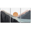 Sun Mountain Landscape Range Abstract Lake Nature Wall Art Decor Framed Canvas 3 Pieces Print Set-75851883-75851884-119395199