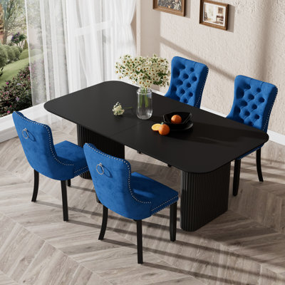 70.9 " Rectangular Double Pedestal Dining Table Set