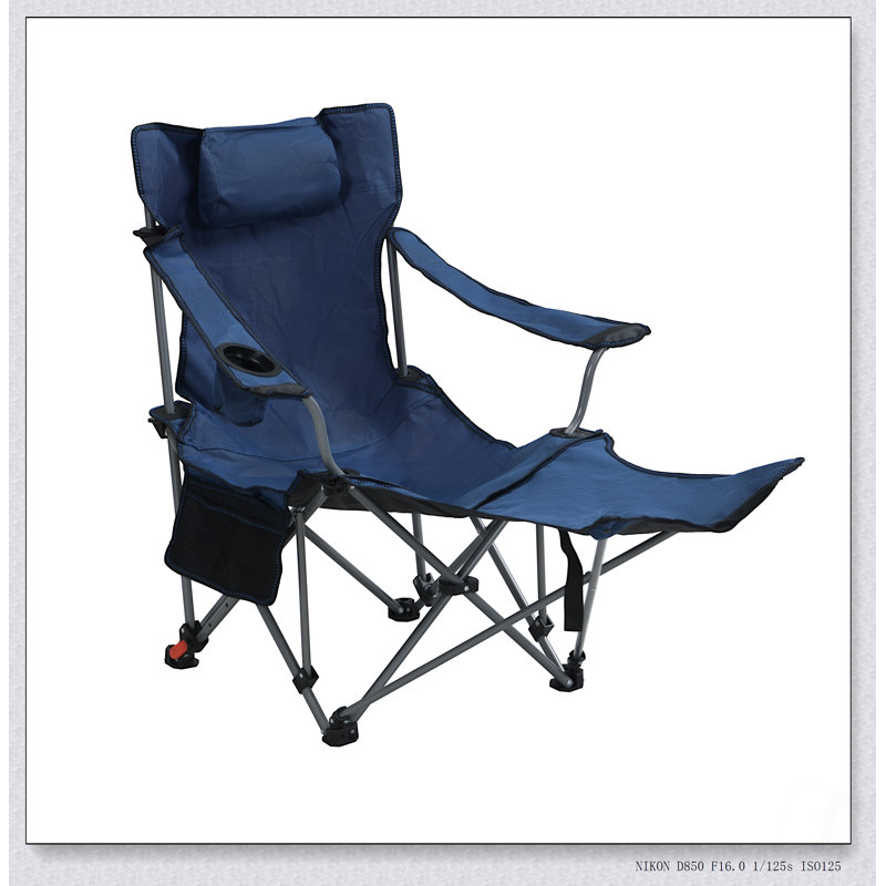 Chaise de camping pliante d'extérieur avec inclinaison réglable, poches latérales, porte-gobelet et sac de transport pour des aventures confortables