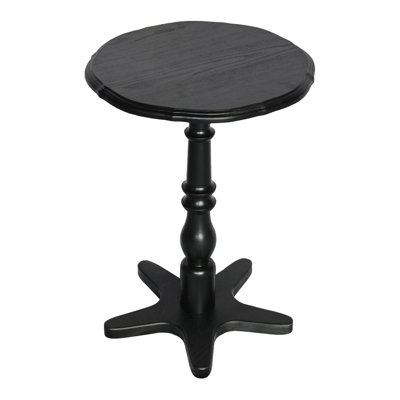 Vintage 15.54 Inch Round Side Table, Wooden Coffee Table For Primary Living Space, Black, With Walnut - Grain Pattern, Elegant Design, Fast Assembly Small Nightstand, Entryway, Rounded Tabletop ,