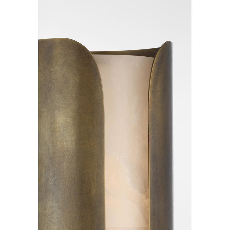 Anne-Marie Barton Armise 18" Sconce with Alabaster, 29" H x 7" W x 7.75" D, Mottled Brass