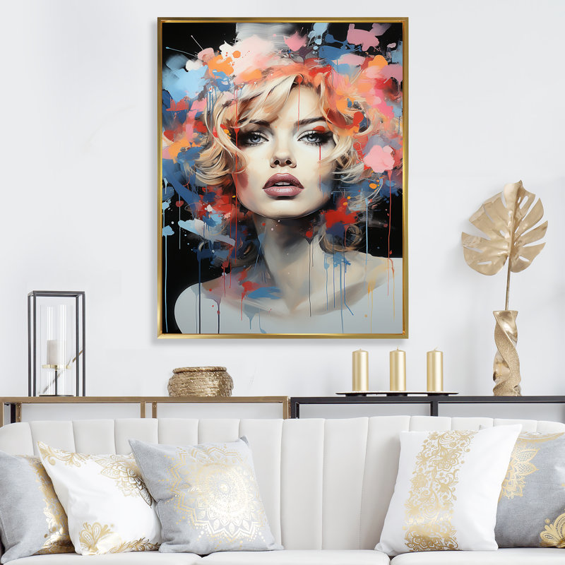 «Marilyn Monroe Blooming Beauty», H 40 po x l 30 po x P 1,5 po, Cadre doré simple