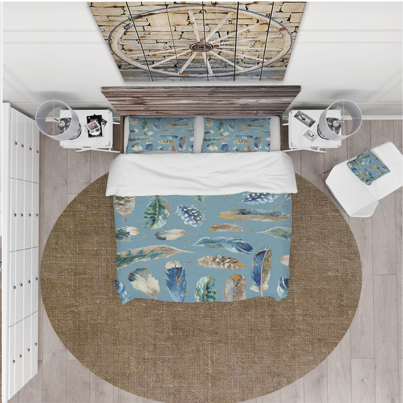 Ensemble de housse de couette Feathers, Housse de couette très grand + 2 taies décoratives