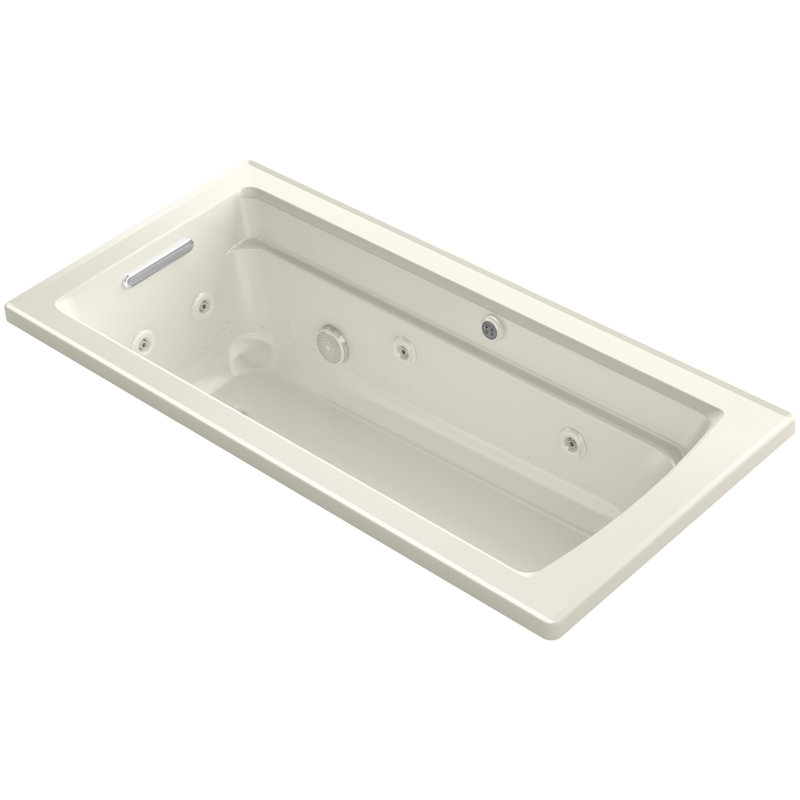 Archer Drop-in Whirlpool and BubbleMassage Air Bath, Biscuit