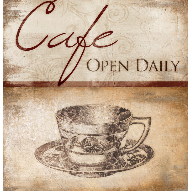 Cafe Open Daily - Textual Art Print, 122 cm H x 81 cm W, Wrapped Canvas