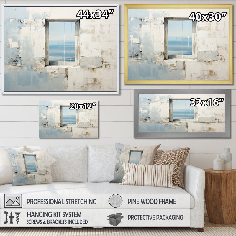 «Beach Windows Horizon II», reproduction d'art mural plage et océan, Toile tendue, H 12 po x l 20 po