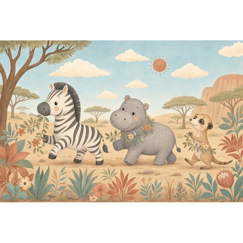 Décoration murale zébrée Safari, 120 po x 96 po, Peler et coller