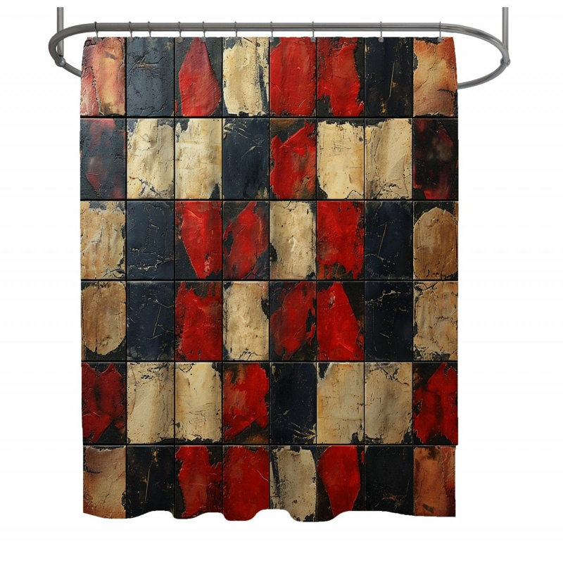 Abstract Art Geometric Shower Curtain, 93"H x 70"W