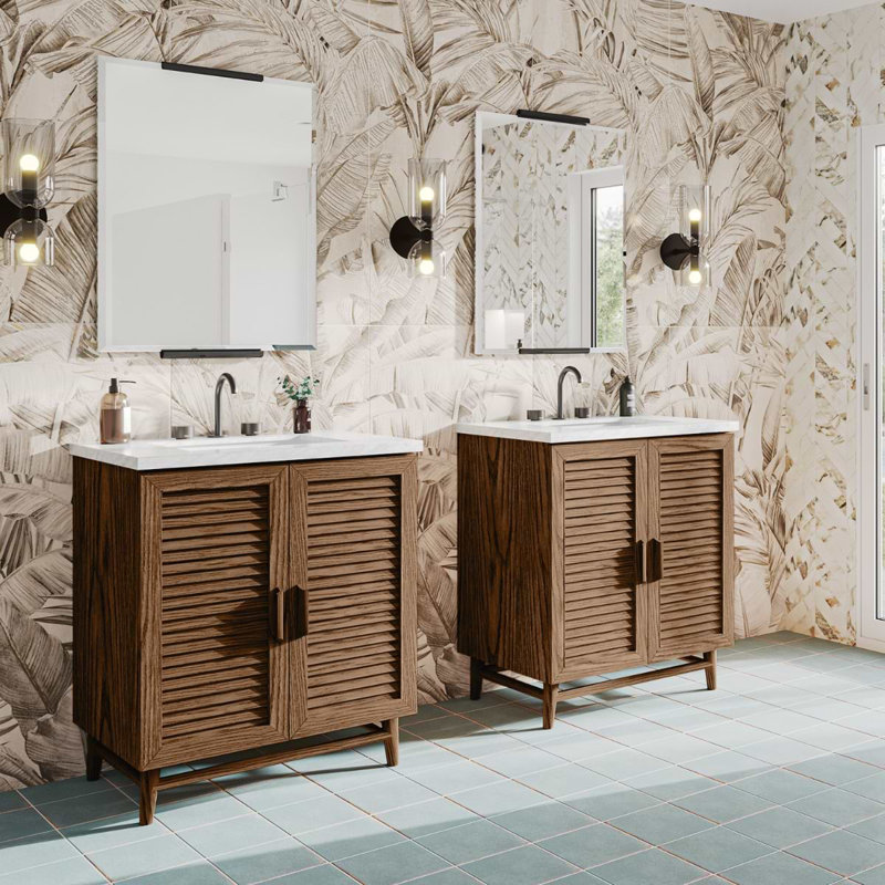 Lowell 36" Freestanding Standard Single Bathroom Vanity with Top, Carrara Marble