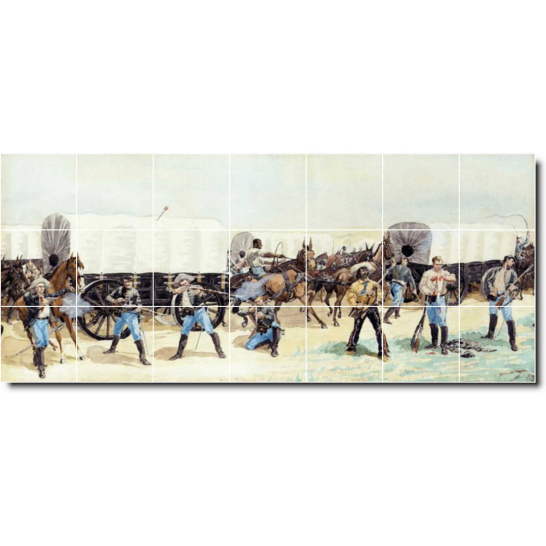 29.75" x 12.75" Ceramic Painting Decorative Mural Tile 4.25" x 4.25" Picture-Tiles.com 