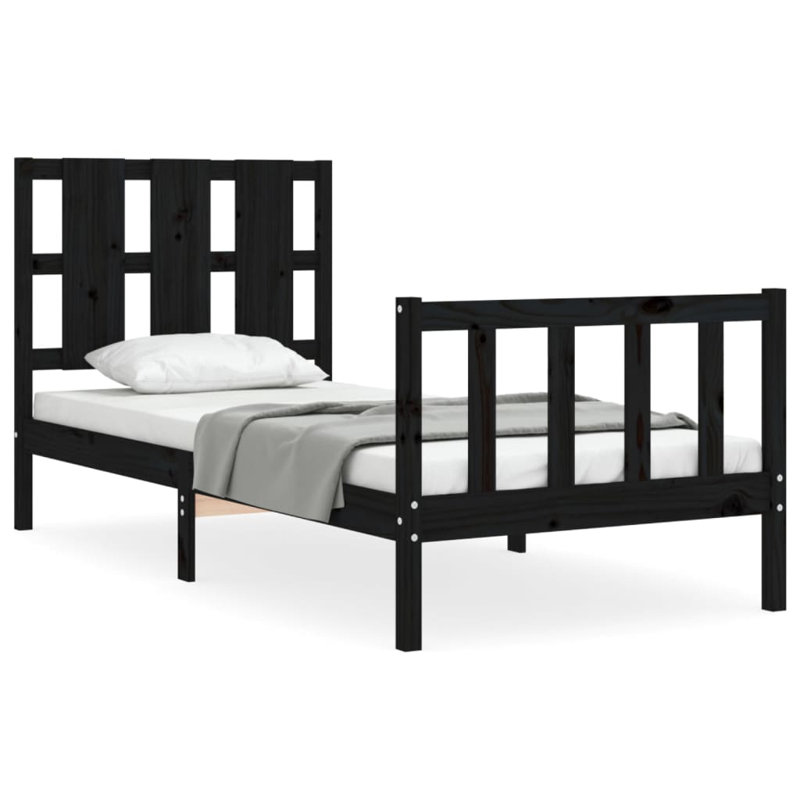 Bed Frame with Headboard, Small Single (2'6), Black
