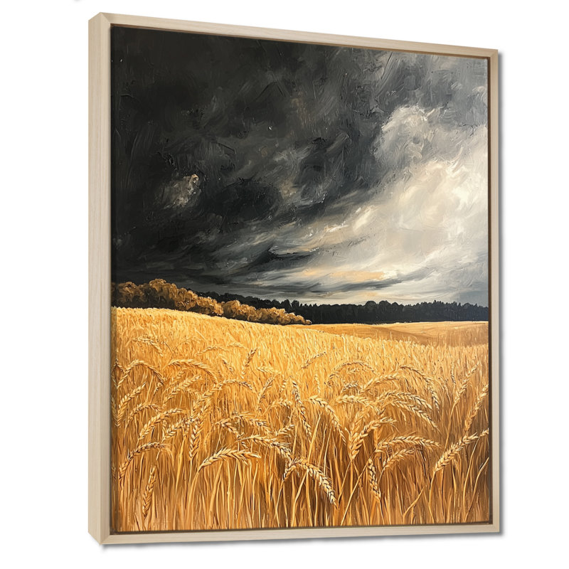 Flickinger campagne, blé doré sous les nuages de la tempête I - prairie, décoration murale, H 20 po x l 12 po, Crème, crème